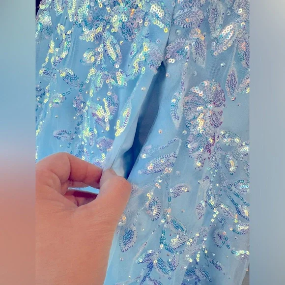 EUC Amarra Tulle and Leaf Lace Embroidered Ball Gown - Picture 10 of 12